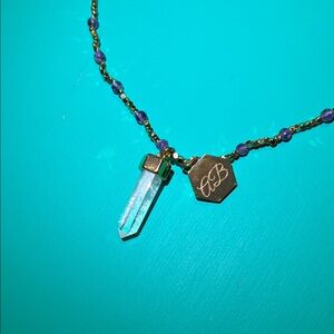 Gold and Purple Crystal Pendant Necklace